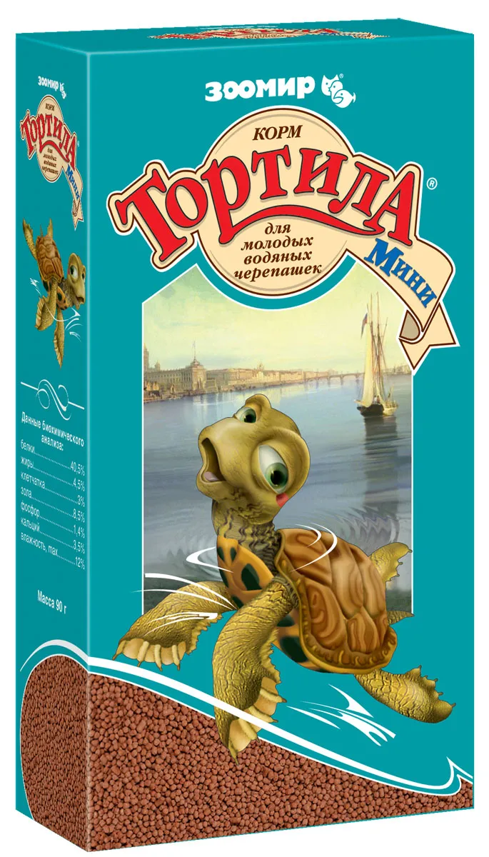ТОРТИЛА "Мини"- корм для молодых водяных черепашек 90 г фото, цены, купить