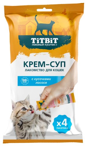 TiTBiT Крем-суп с кусочками лосося 4*10г фото, цены, купить