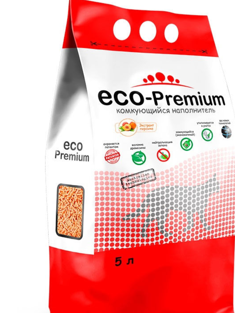 Наполнитель ECO Premium древесный Персик 5л-1,9кг фото, цены, купить