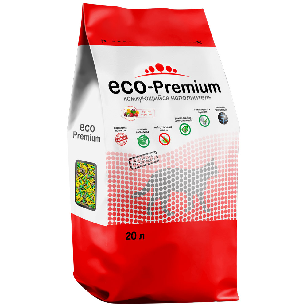Наполнитель ECO Premium Тутти-фрутти древесный, 20л-7,6кг. фото, цены, купить