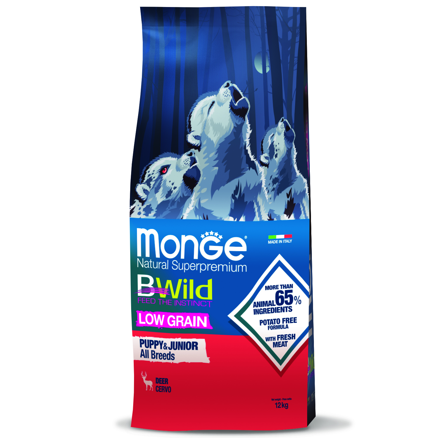Monge BWild LOW GRAIN Puppy & junior сухой для щенков, из мяса оленя 12 кг фото, цены, купить