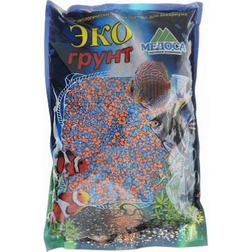 Грунт Медоса 7кг 2-5мм Мраморная Крошка оранжево-голубой   фото, цены, купить