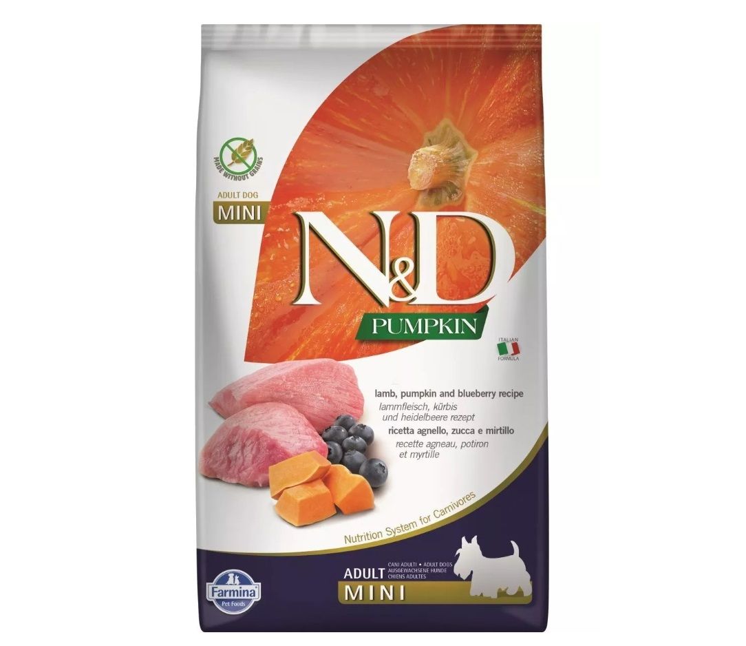 Farmina N&D ADULT MINI Lamb&Blueberry PUMPKIN ягненок, черника, тыква для собак мини пород 7кг фото, цены, купить