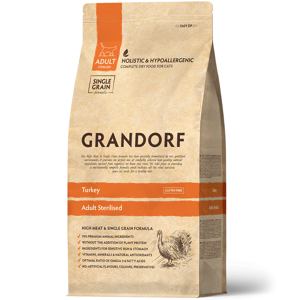 GRANDORF CAT Turkey STERILISED для стерилизованных кошек с индейкой 400г фото, цены, купить