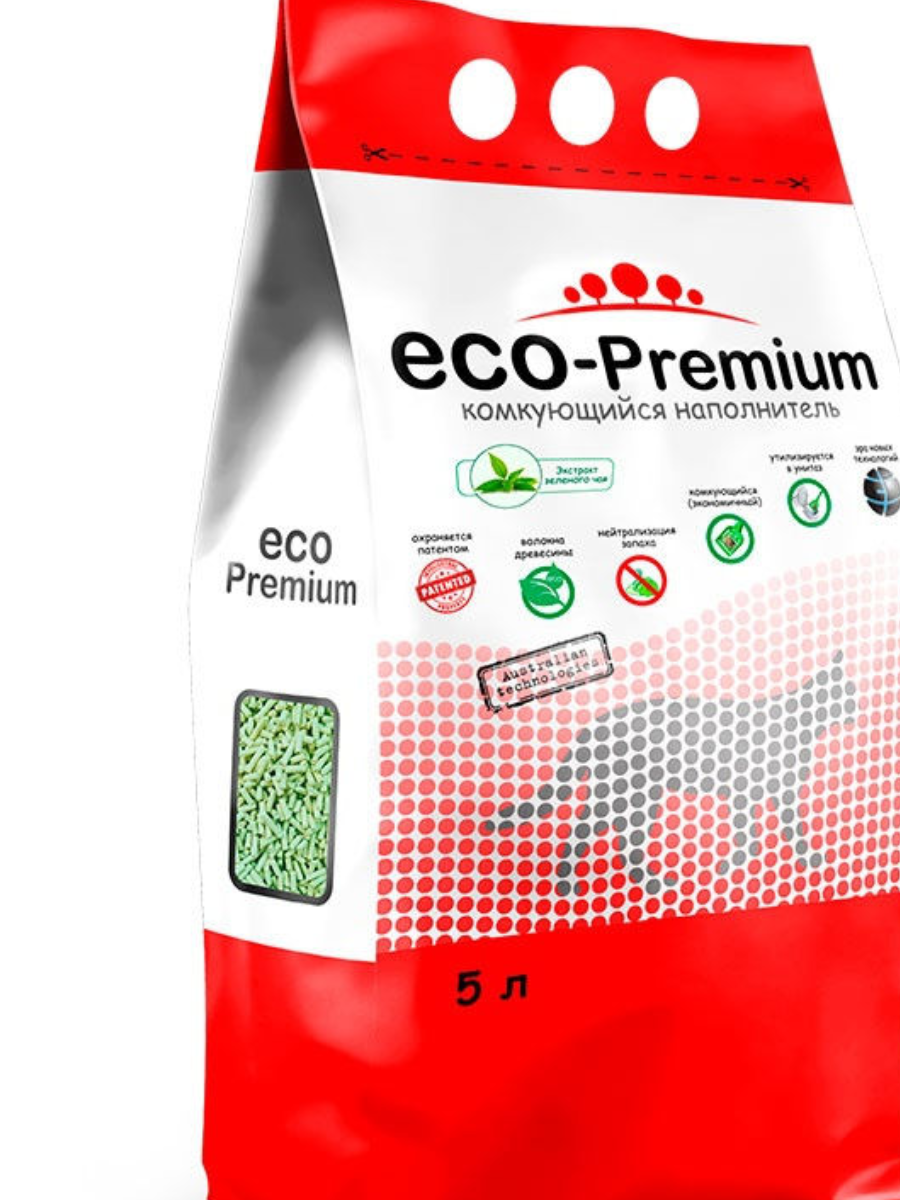 Наполнитель ECO Premium древесный Зеленый чай 5л-1,9кг фото, цены, купить
