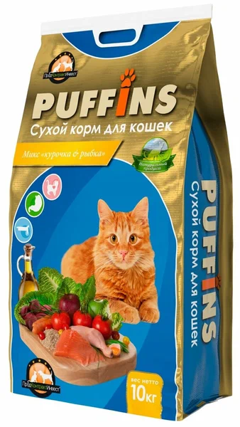 Puffins "Микс курочка и рыбка" для кошек 10кг фото, цены, купить