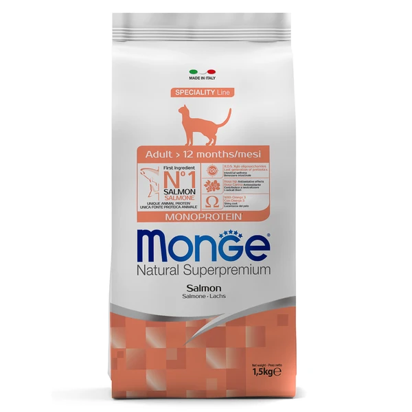 Monge Speciality Line Monoprotein сухой для взрослых кошек, из лосося 1,5 кг фото, цены, купить