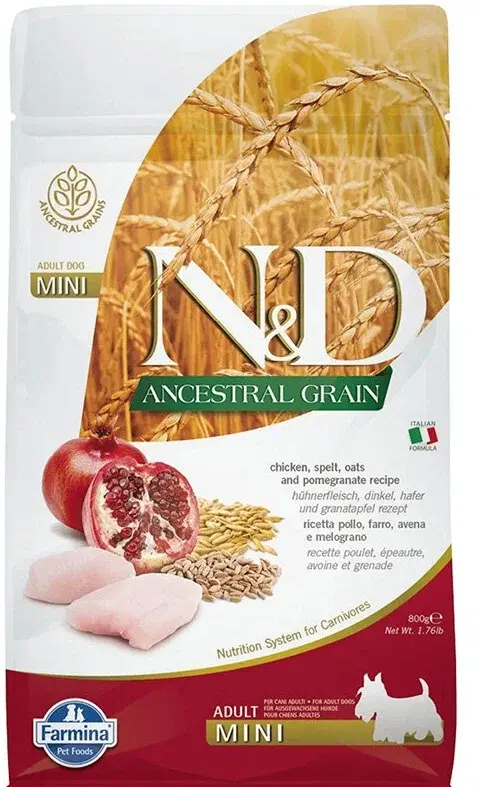 Farmina N&D LowGrain ADULT MINI  низкозерновой с курицей и гранатом для мелких пород собак  2,5кг фото, цены, купить