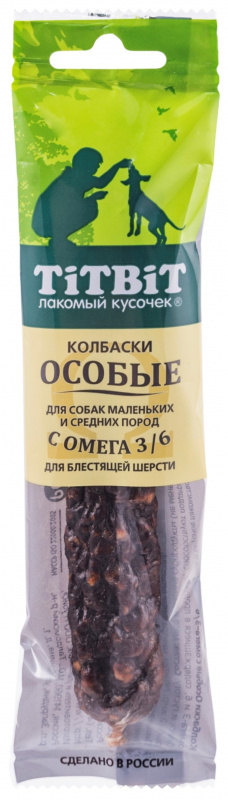 TiTBiT Колбаски Особые с омега 3/6  для собак маленьких и средних пород 30 г фото, цены, купить