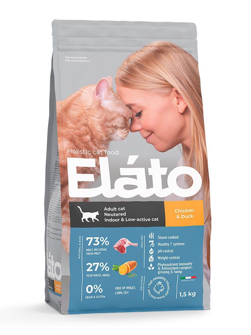 Elato Holistic для кастрированных/стерилизованных кошек с курицей 1,5кг  фото, цены, купить