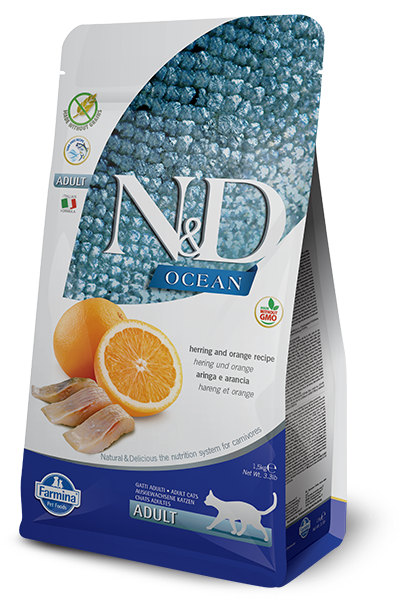 Farmina N&D OCEAN  ADULT Herring&Orange беззерновой с рыбой и апельсином для взрослых кошек 300г фото, цены, купить