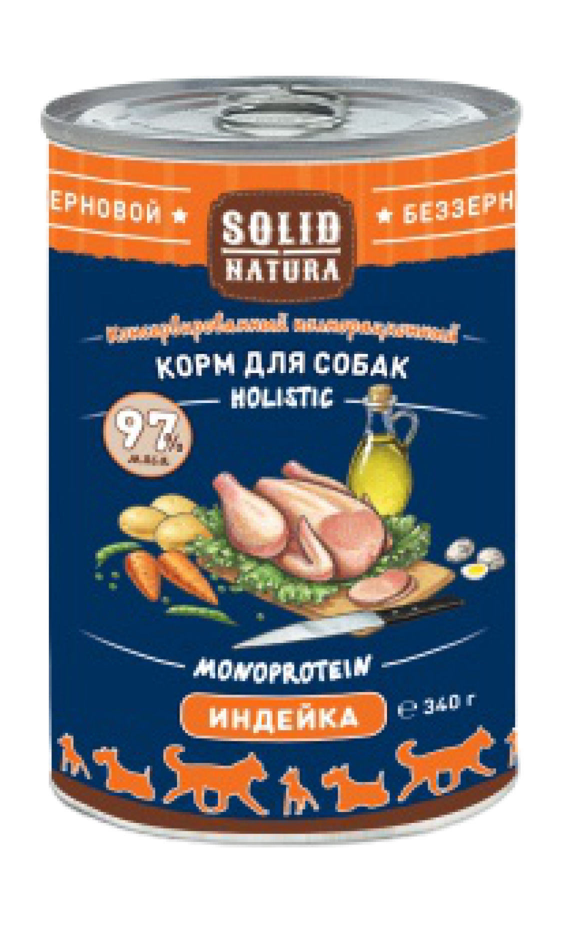 Solid Natura Holistic консервы для собак с индейкой 340г фото, цены, купить