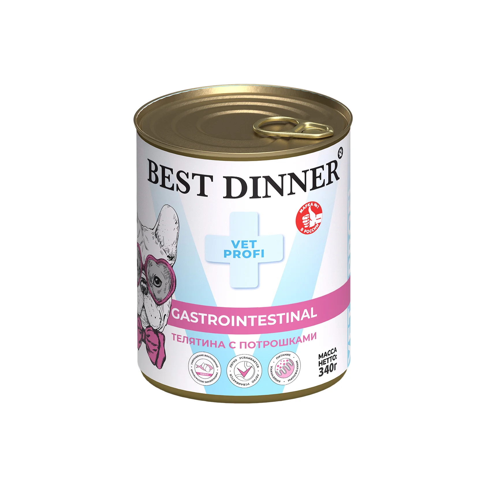Best Dinner Exclusive Vet Profi консервы телятина с потрошками  при проблемах ЖКТ у собак 340г фото, цены, купить