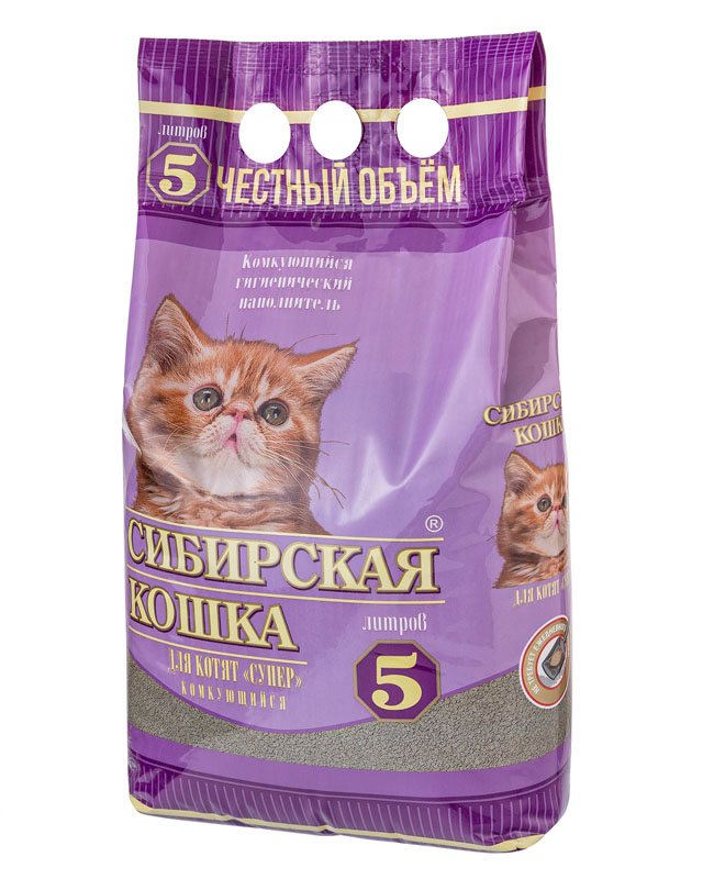 Сибирская Кошка наполнитель для котят "Супер" 5л комкующийся  фото, цены, купить