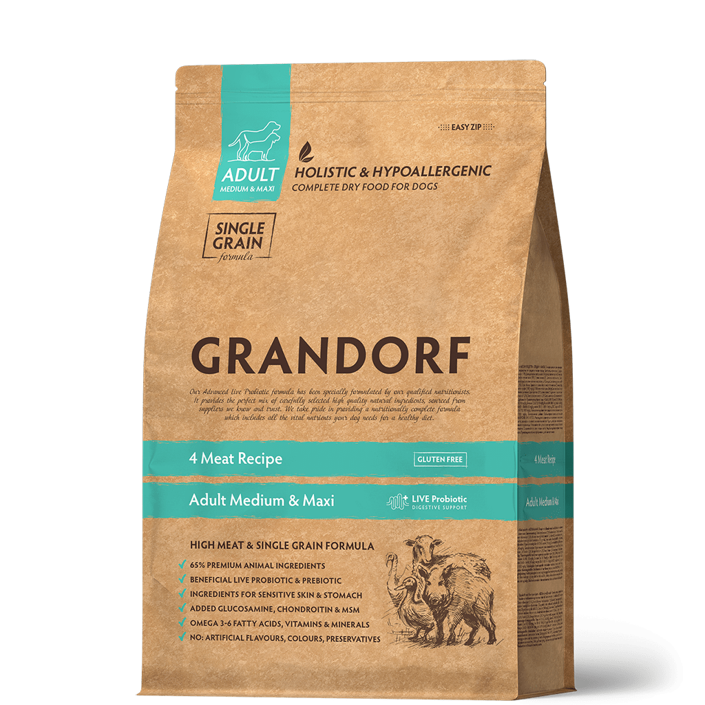 GRANDORF PROBIOTIC MEDIUM&MAXI 4вида мяса с пробиотиками для собак средних и крупных пород 3кг фото, цены, купить