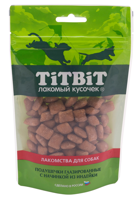 TiTBiT Золотая Коллекция Подушечки глазированные с начинкой из Индейки 100г фото, цены, купить