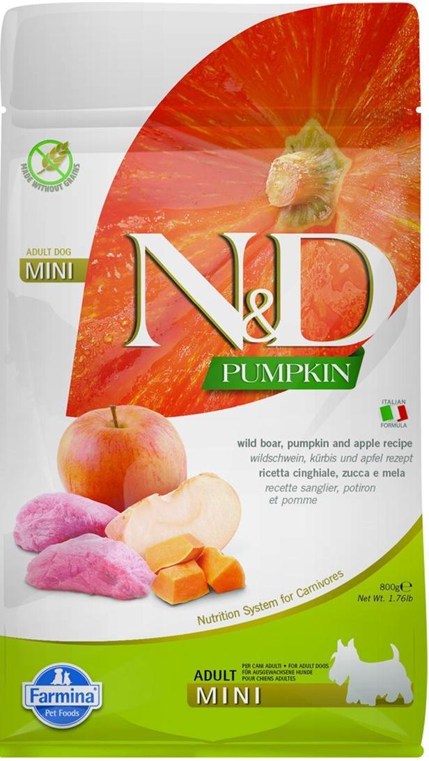 Farmina N&D ADULT MINI PUMPKIN Boar&Apple кабан, яблоко, тыква для мини пород собак 800г фото, цены, купить
