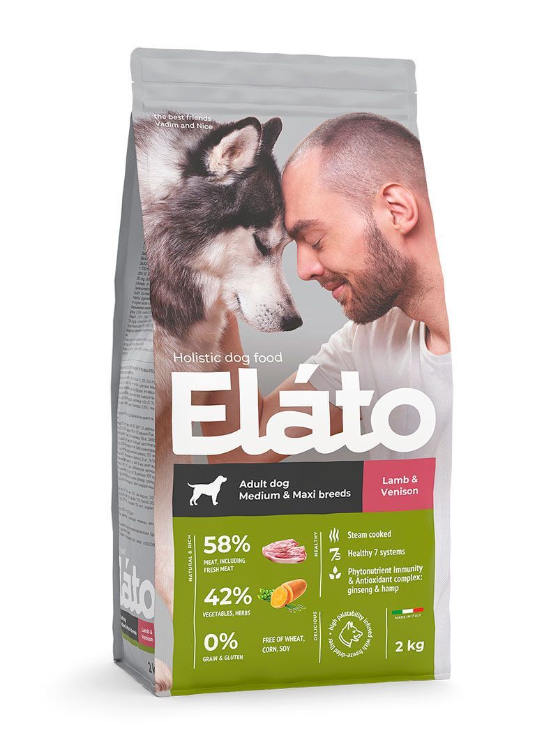 Elato Holistic с ягненком и олениной для средних и крупных пород собак 2кг фото, цены, купить