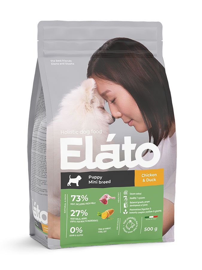 Elato Holistic с курицей и уткой для щенков мелких пород 500г фото, цены, купить