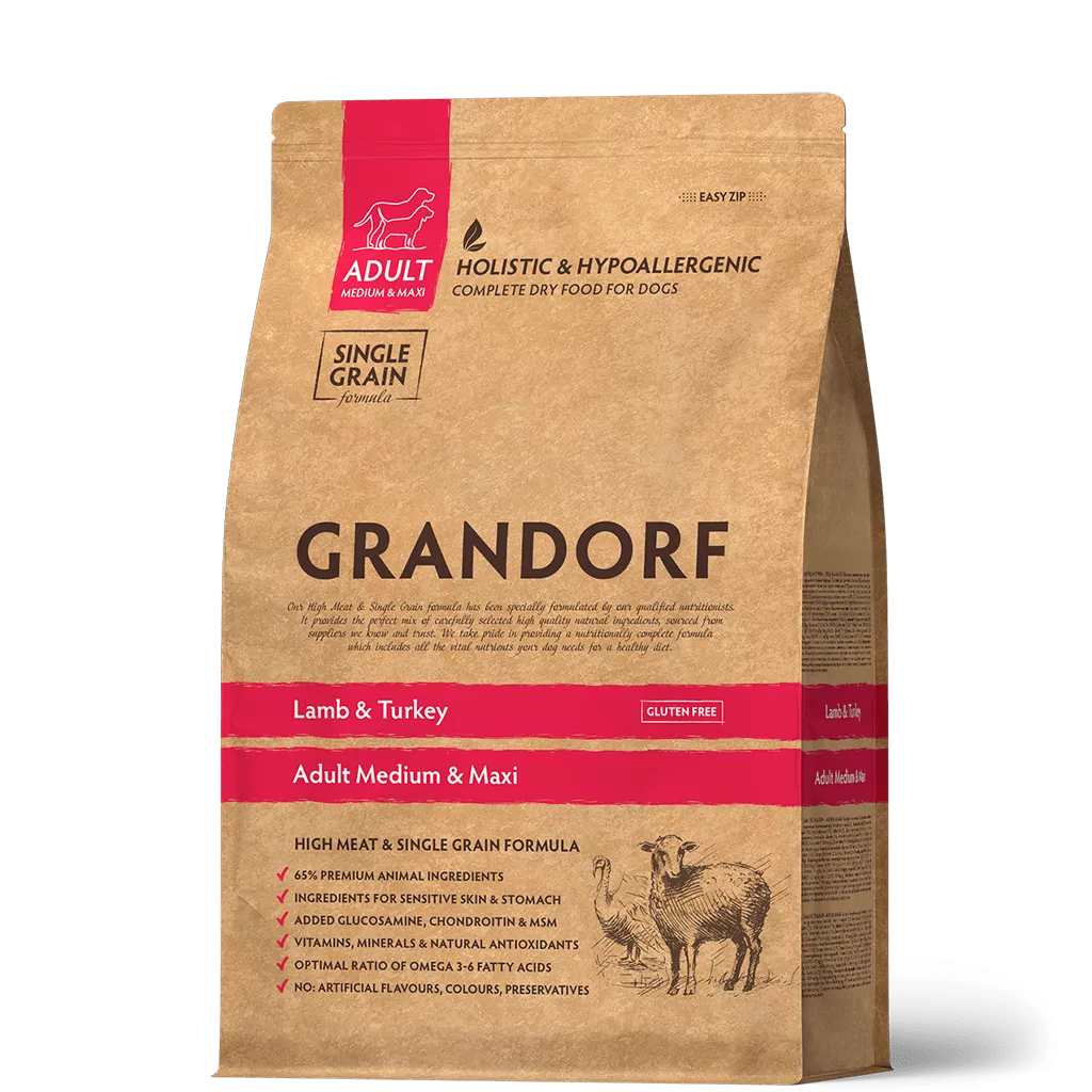 GRANDORF низкозерновой ягненок, индейка для собак средних пород и крупных пород 10кг фото, цены, купить