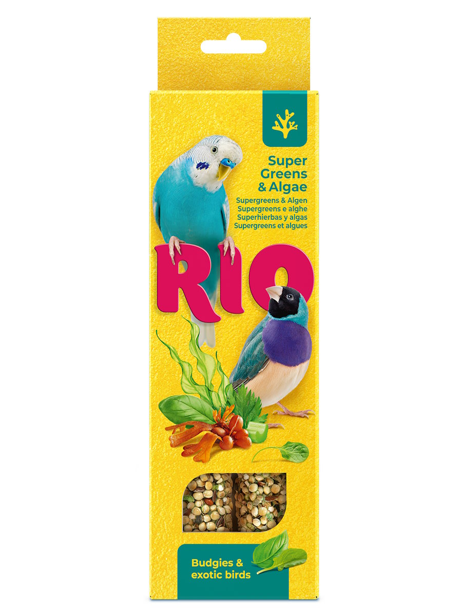 Колба RIO для волнисых .попугаев и экзотов Суперзелень и Водоросли 2*40г фото, цены, купить