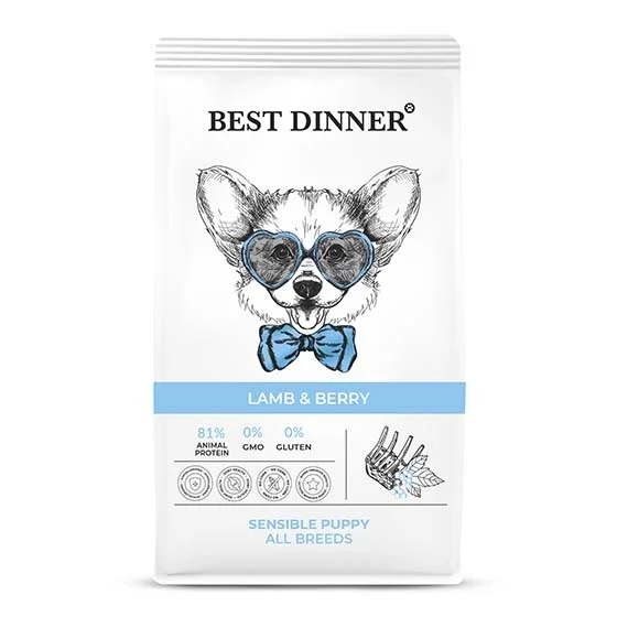 Best Dinner Sensible с ягненком и ягодами для собак и щенков 1,5 кг фото, цены, купить