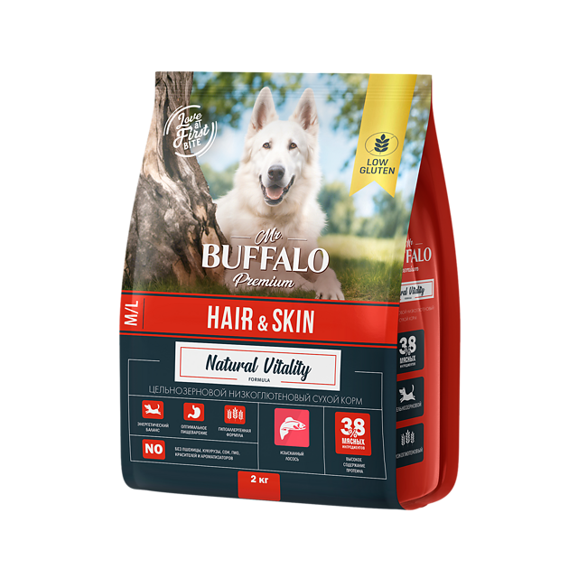 Mr.Buffalo HAIR & SKIN CARE с лососем для собак средних и крупных пород  2  кг фото, цены, купить