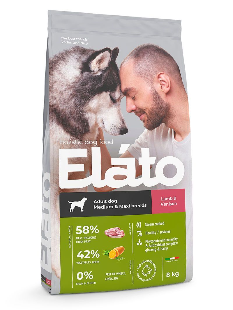 Elato Holistic с ягненком и олениной для средних и крупных пород собак 8кг фото, цены, купить