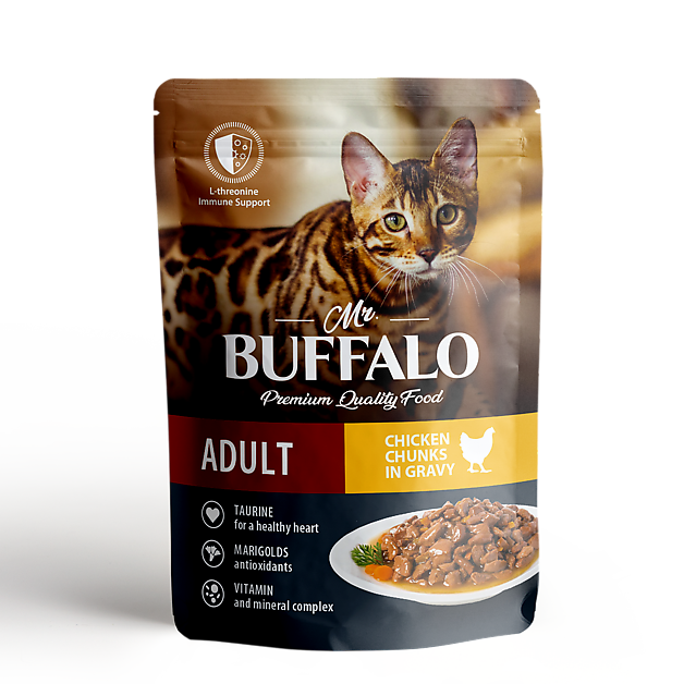 Mr.Buffalo пауч для взрослых кошек Цыпленок в соусе 85г фото, цены, купить