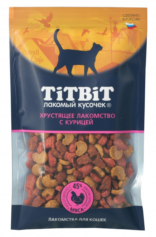 TiTBiT Хрустящее Лакомство для кошек с Курицей 60г  фото, цены, купить