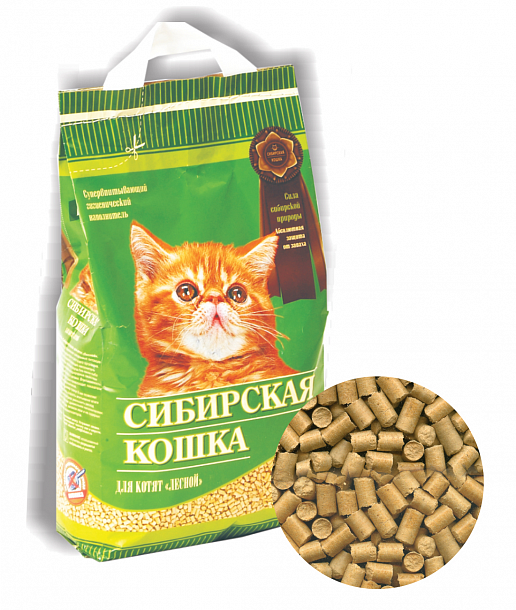 Сибирская Кошка  "Лесной" для котят  5л древесные гранулы фото, цены, купить