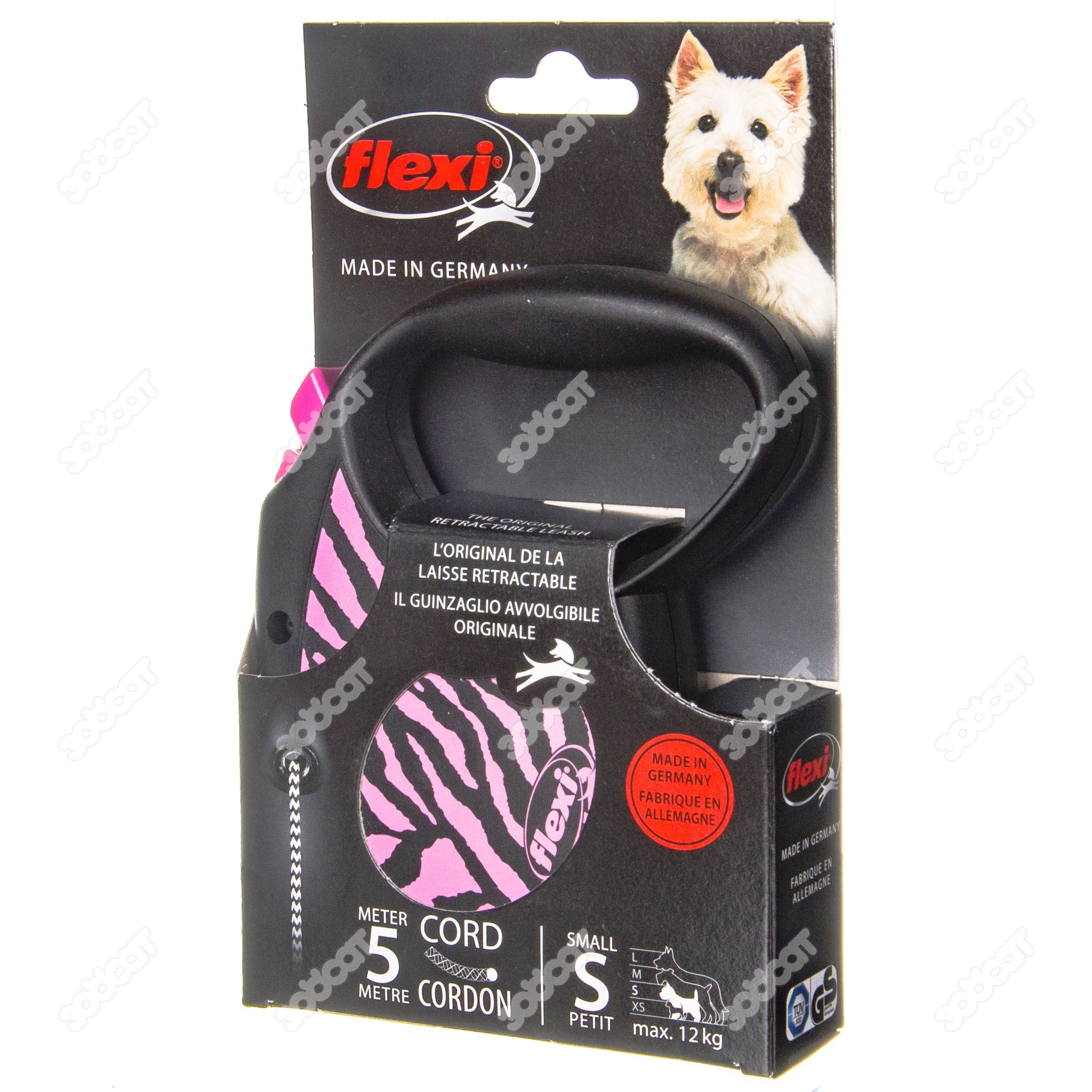 Рулетка Flexi SAFARI Zebra 5м 1(S) Трос до 12кг в Симферополе