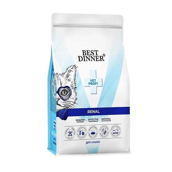 Best Dinner Vet Profi Renal Диетический корм при острой или хронической болезни почек у кошек 1,5кг фото, цены, купить