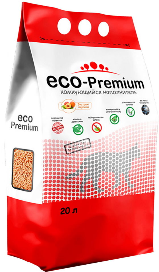 Наполнитель ECO Premium Персик древесный, 20л-7,6кг фото, цены, купить