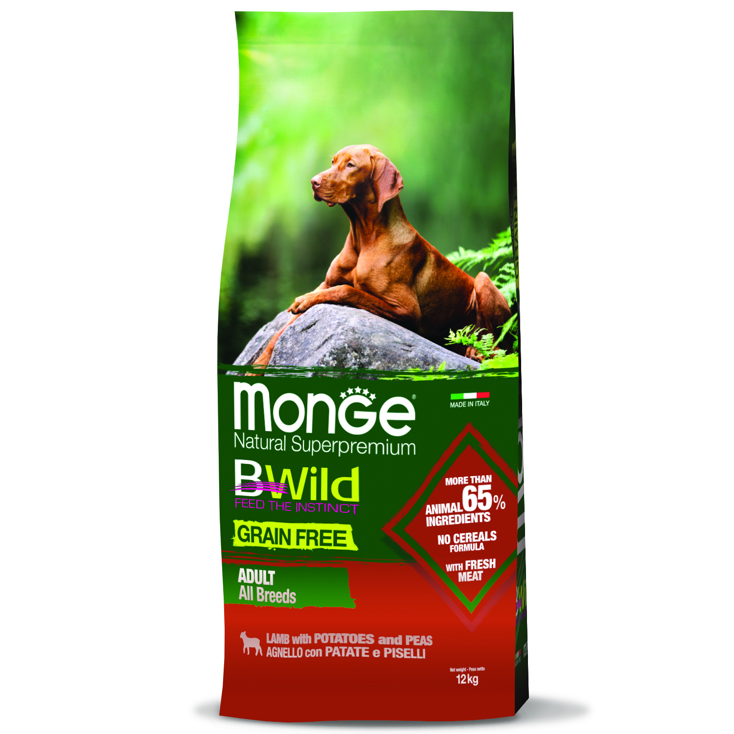 Monge BWild GRAIN FREE сухой для взрослых собак всех пород Ягнёнок/Картофель 12кг фото, цены, купить