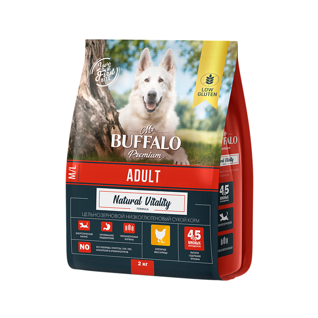 Mr.Buffalo ADULT M/L с курицей для собак средних и крупных пород  2 кг фото, цены, купить