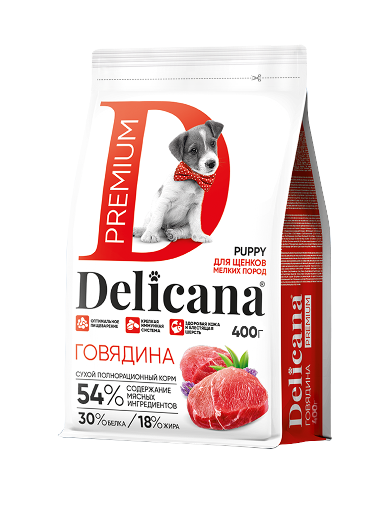 Delicana Говядина для щенков мелких пород 400г фото, цены, купить