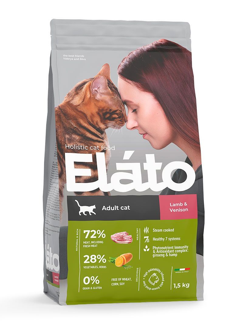 Elato Holistic с олениной и ягненком для кошек 1,5кг фото, цены, купить
