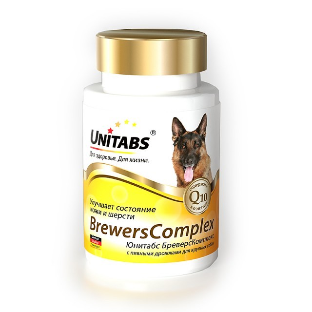 Витамины Unitabs BrewersComplex с Q10 для крупных собак, 100таб фото, цены, купить