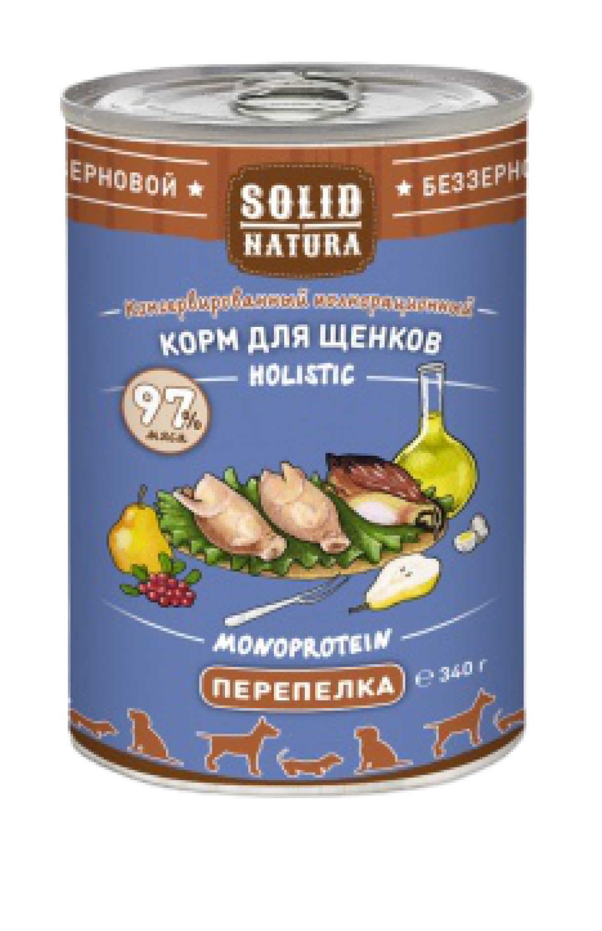 Solid Natura Holistic консервы для щенков с перепелкой 340г фото, цены, купить