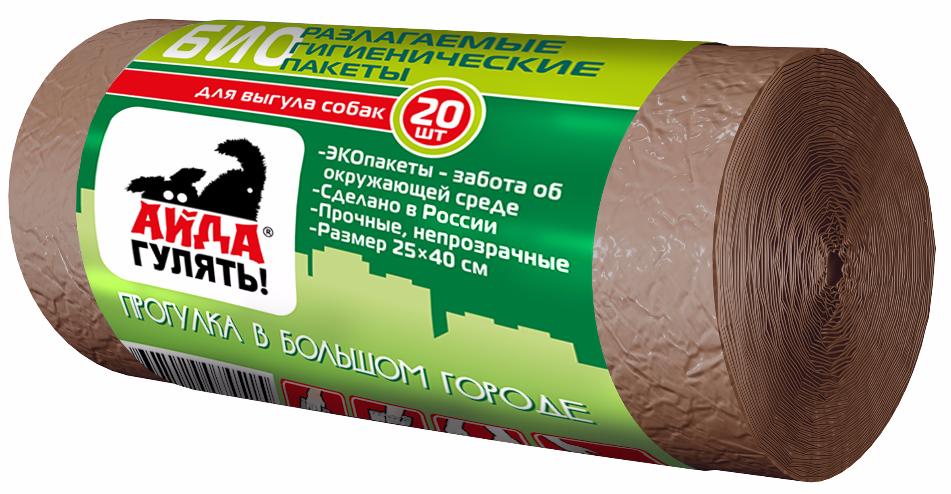 Пакеты БИО для выгула собак 25*40см 20шт  "Айда Гулять" фото, цены, купить