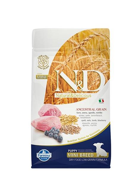 Farmina N&D LowGrain PUPPY MINI низкозерновой с ягненком и черникой для щенков мелких пород 800г фото, цены, купить