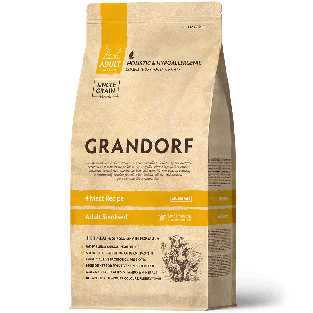 GRANDORF CAT 4 Meat&Rice PROBIOTIC STERILISED (4 мяса с рисом и пробиотиками) 400г   фото, цены, купить