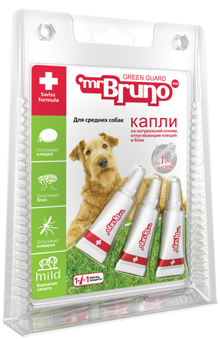 Mr.Bruno капли на холку для собак 10-30кг (3пипетки) фото, цены, купить