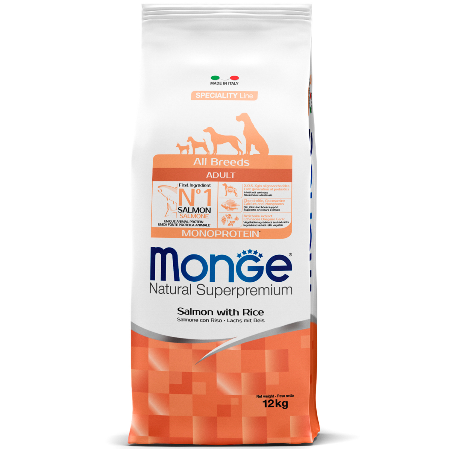 Monge Speciality Line Monoprotein сухой для взрослых собак всех пород Лосось/Рис 12кг фото, цены, купить