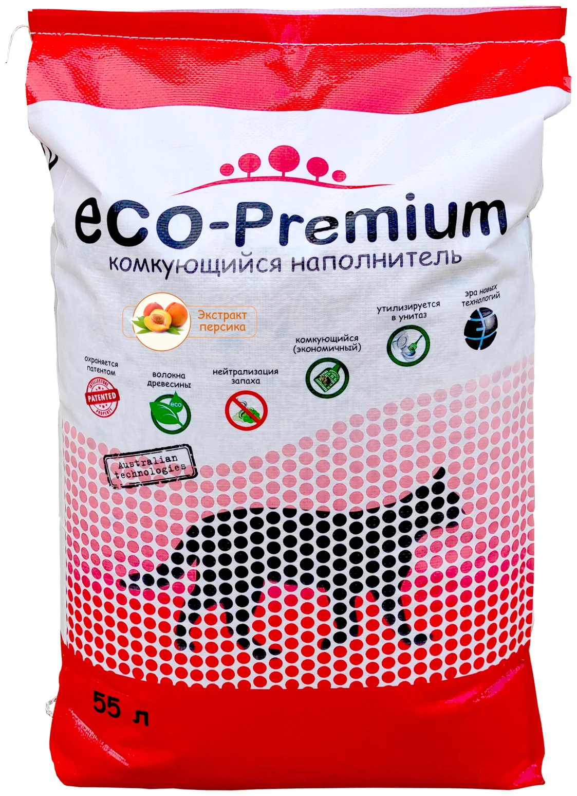 Наполнитель ECO Premium Персик древесный, 55л/20кг фото, цены, купить