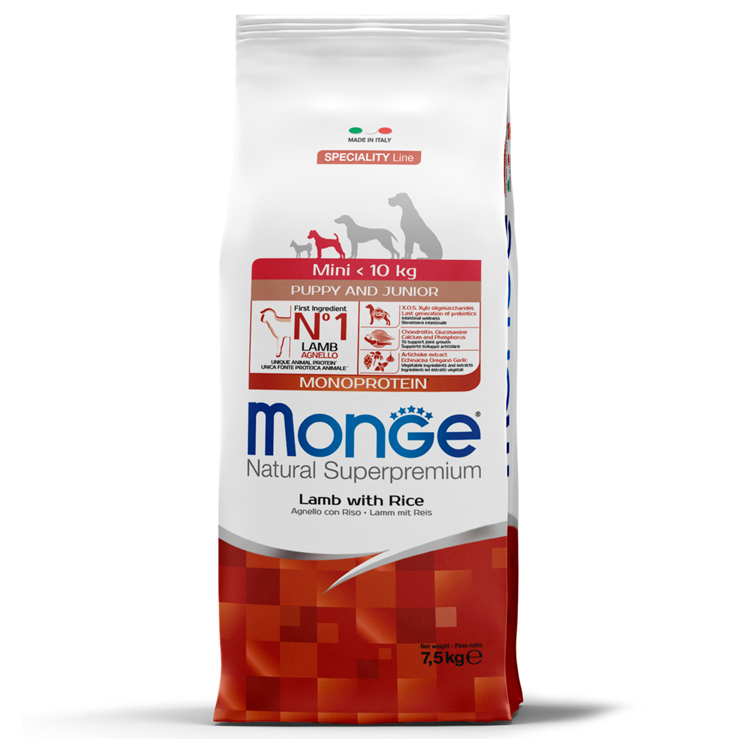 Monge Speciality Line Monoprotein сухой для щенков мелких пород Ягнёнок/Рис 7,5кг фото, цены, купить