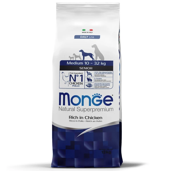 Monge Daily Line сухой для пожилых собак средних пород, из курицы 12 кг фото, цены, купить