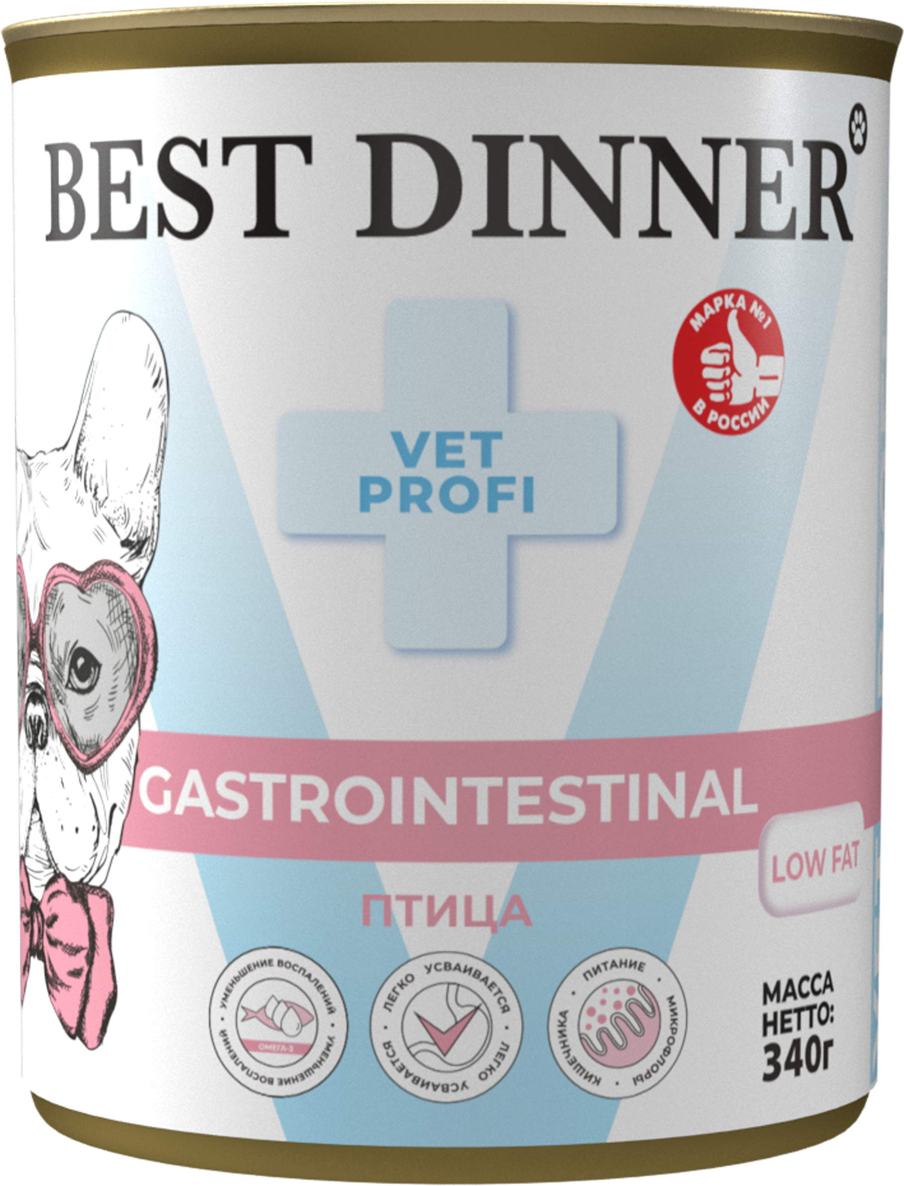 Best Dinner VET PROFI консервы для собак  Gastrointestinal Low Fat Птица 0,34г фото, цены, купить