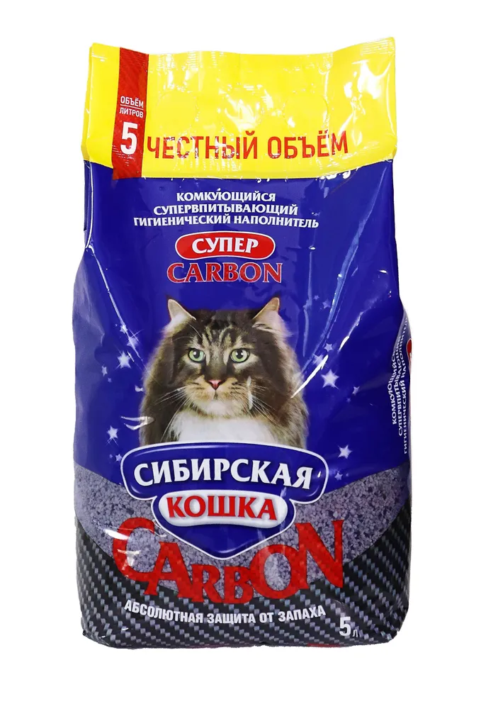 наполн.Сибирская Кошка "Super CARBON" 5л комкующийся фото, цены, купить